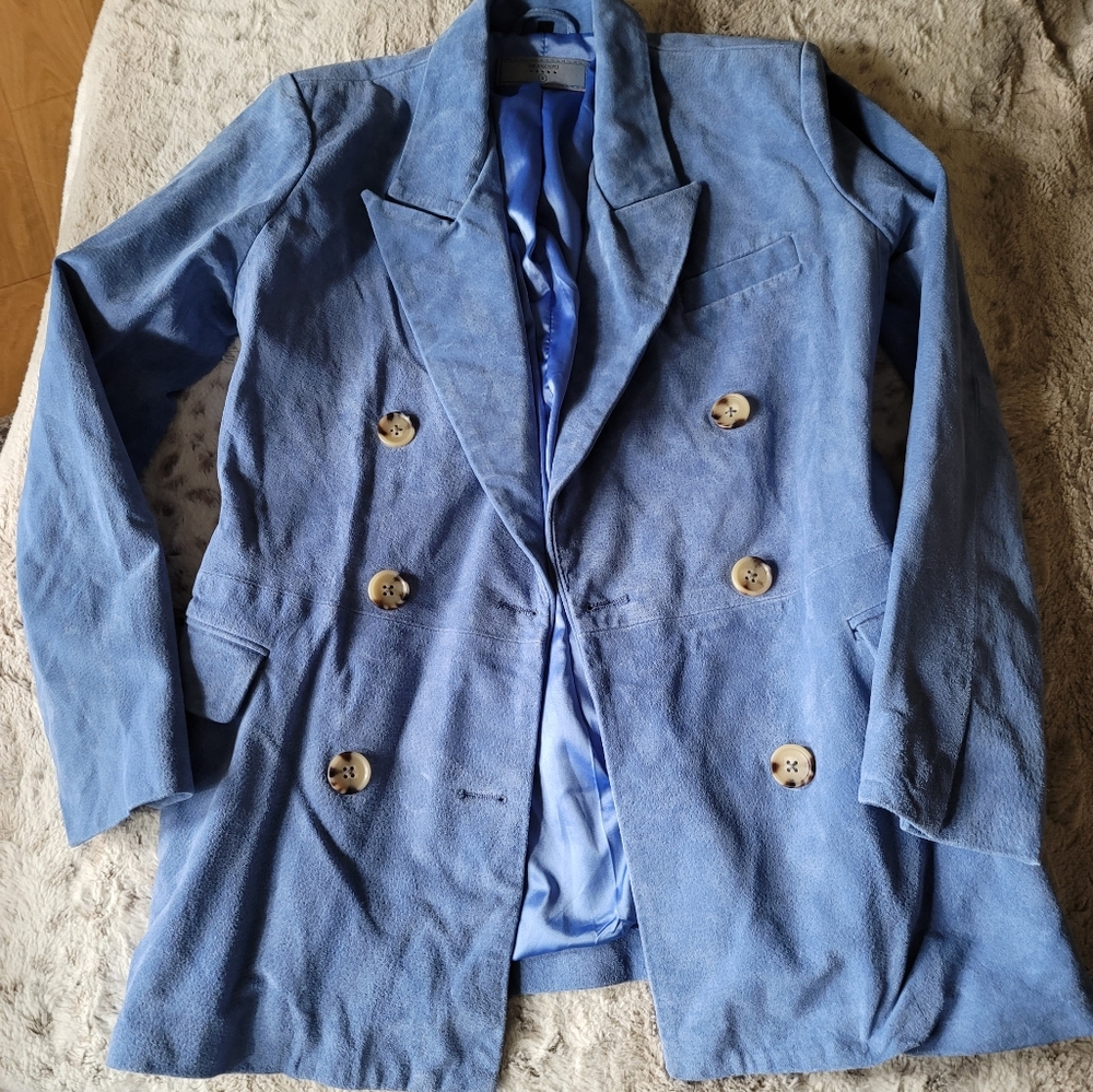 Blank NYC Light Blue Double-Breasted Blazer - Picture 2 of 5